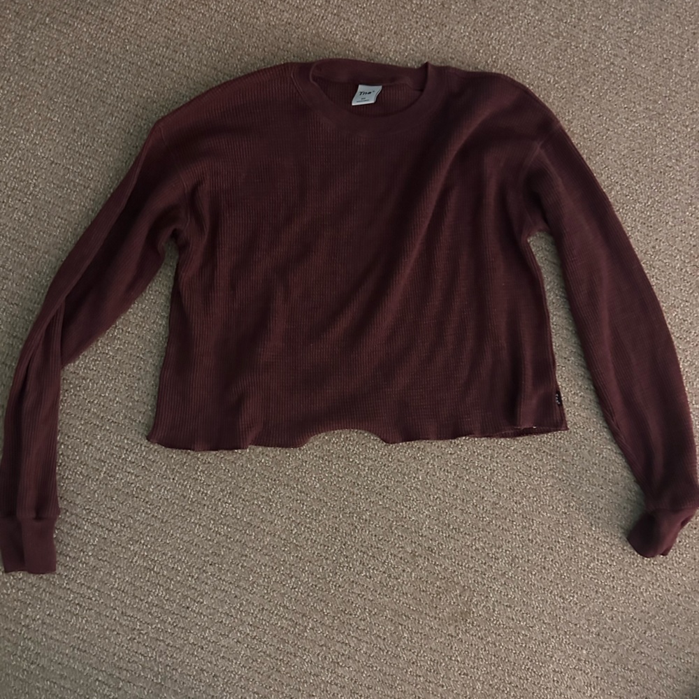 TNA maroon waffle long sleeve shirt